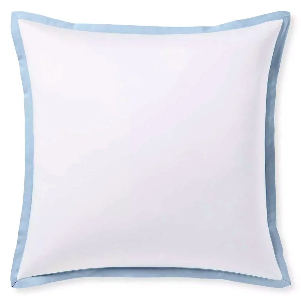 Serena & Lily Border Frame Sateen Euro Pillowcase/Sham-Coastal Blue